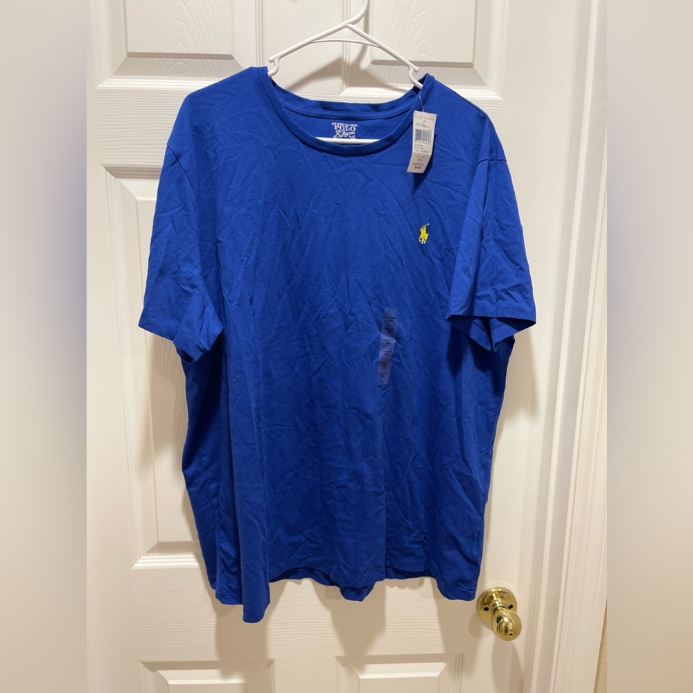 Cobalt Blue, Yellow Horse, Crew Neck, Ralph Lauren Polo Brand T-Shirt. NWT